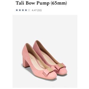 Cole Hann pink suede Bow Pump in 7.5B medium